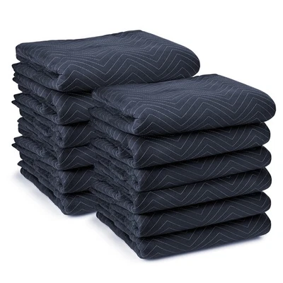 12 Moving Blankets Furniture Pads - Pro Economy - 80" x 72" Navy Blue and Black - Image 1 of 4