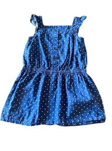 Gymboree Girls Blue Polka Dot Cotton Sundress Size 5 Ruffle Straps EUC - Picture 1 of 8