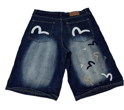 Vintage Y2K 2000s Evisu Jean Denim Shorts Baggy Grunge Skateboard Men’s Size 40 - Image 1 of 4