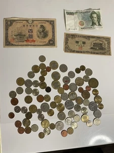 Vtg World Foreign Coin Currency Lot Paper Money Mixed Old Coins - Picture 1 of 11