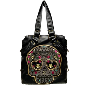 Loungefly Sugar Skull Schultertasche Day Of Dead bestickt Kunstleder selten GUC - Bild 1 von 22
