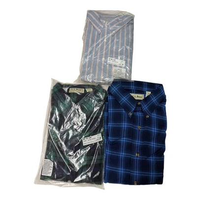 Vintage L.L. Bean Men's Button Down Shirts Lot of 3 XL Plaid Striped Long Sleeve - Image 1 of 4