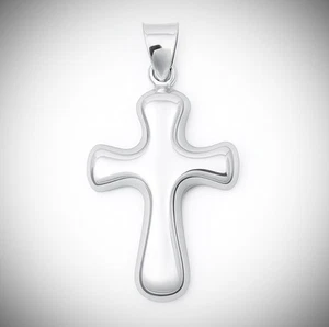 Colgante CRUZ GRUESA, Reversible; Plata de Ley 925 35mm; ¡Añade Tu Propia CADENA! - Imagen 1 de 7