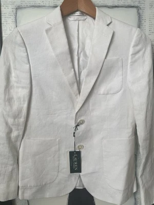 Blazer Ralph Lauren Clásico de Lino Blanco, Totalmente Forrado, Nuevo con Etiquetas, Unisex Foto 1 de 4