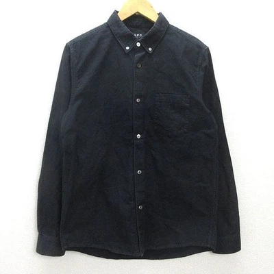 A.P.C. Camisa Oxford H Manga Longa Bd L Preta/Masculina 12 Tops Masculinos Usados, Popular B - Imagem 1 de 4