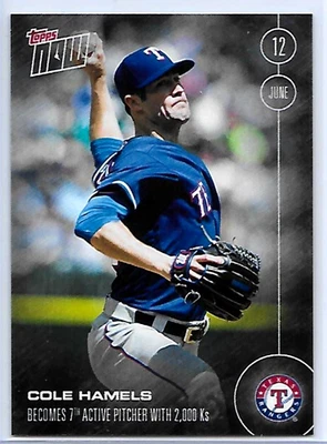 2016 TOPPS NOW COLE HAMELS Becomes 7th Active Pitcher with 2,000 Ks Print /319 - Image 1 of 2