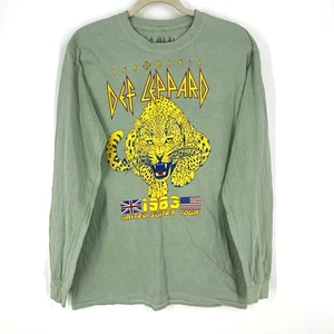 Def Leppard Pyromania 1983 United States Tour Green Concert Tee Size S/M - Picture 1 of 5
