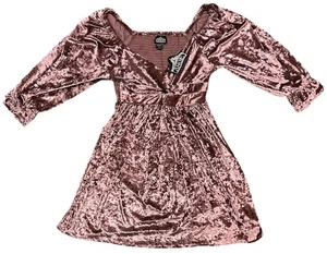 Angie Women's Velvet Dress Size Large Soft Pink Long Sleeve Party Dress New - Picture 1 of 5