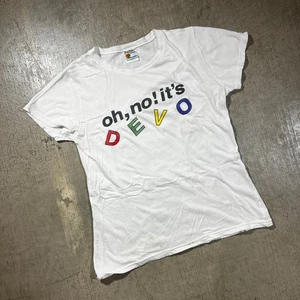 Y2K DEVO Band T-Shirt weiß Damen Small - Bild 1 von 7