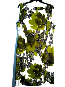 Dressbarn Etuikleid Gr. 16 Karriere Party Profi Stretch grün/weiß - Bild 1 von 5