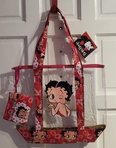 Betty Boop Clear Tote Bag + Attached Coin Bag Clear Pink Neu - Bild 1 von 8