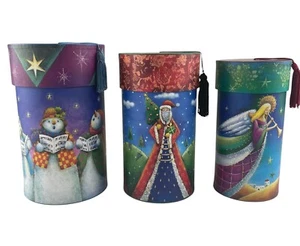 NWT Punch Studio Winter Scenes Cylindrical Storage Gift Boxes (Set of 3) - Picture 1 of 9