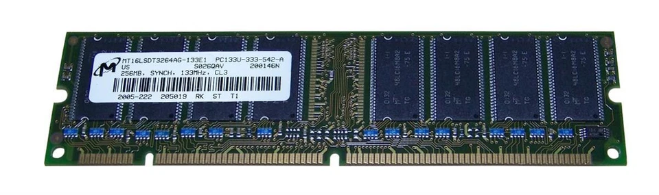Lot of 10 pcs Micron 256MB PC133 133MHz 168Pin SDRAM Memory NON ECC USED - Image 1 of 1