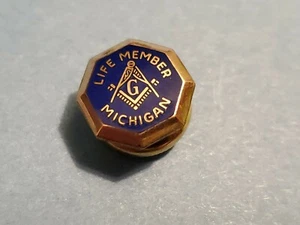 H.R. TERRY BERRY 24KT enchapado en oro azul Life miembro G.R. Tie Tac masónico de Michigan - Imagen 1 de 7