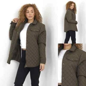 Brave Soul Womens Quilted Jackets Ladies Diamond Quilted Khaki Coats
