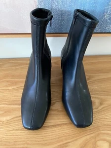 FOREVER NEW - EMBRY SQUARE TOE ANKLE BOOTS - BLACK - Picture 1 of 6