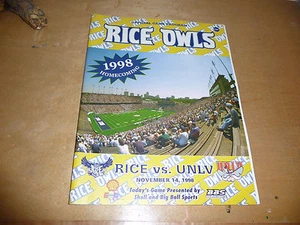 1998 UNLV AT RICE COLLEGE FOOTBALL PROGRAM EX-MINT - Picture 1 of 1