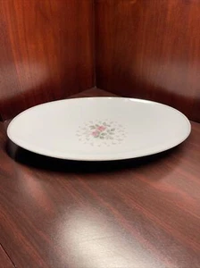 Noritake 6017 Rosebud 16" Platter White w/Pink Roses Center Coupe Silver - Picture 1 of 4