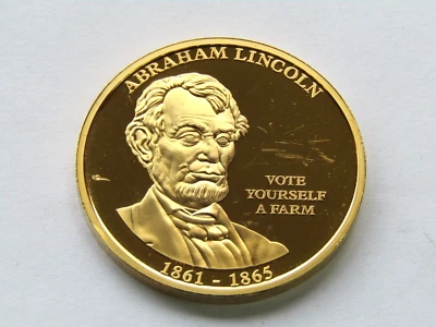 American Mint Presidents of the Republican Party Abraham Lincoln Layered 24k Au - Image 1 of 4