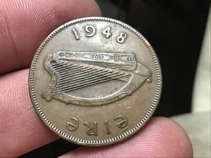 1948 IRLANDA grande penny 30,9 mm, buona fortuna, grandi centesimi irlandesi, 1 moneta - Foto 1 di 10