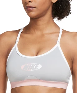 NIKE Women's Indy Light Support Padded Sports Bra sz M Medium Gray Pink - Picture 1 of 2