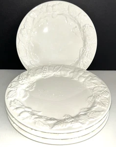Vintage ESTE C. E. White Embossed Ceramic Salad Plates 9" Set 4 Made in Italy - Picture 1 of 8