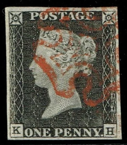 1840 1d Grey-Black Plate 3 KH 4m Light Red MX Very Fine Used Cat. £500.00 - Picture 1 of 1