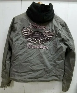 Harley Davidson Women's Cotton Canvas Jacket with Zip-Off Faux Hood, Size XL - Picture 1 of 10