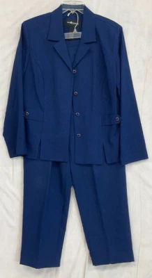 PANTALONES SAG HARBOR 2 PIEZAS AZUL REAL/NEGRO CREMALLERA LATERAL Y CHAQUETA FRONTAL CON BOTONES-TALLA 14 Foto 1 de 4