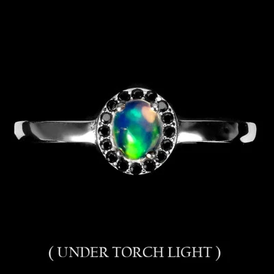 925 Sterlingsilber Ring Oval Feuer Opal 5x4mm Spinell Edelstein Schmuck Size 8.5 - Bild 1 von 4