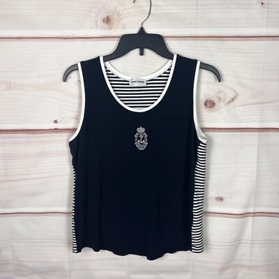 Camiseta sin mangas Gerry Weber para mujer 12 azul cuello redondo a rayas tejido liso Foto 1 de 4