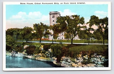c1920s~Store House~Oldes Building on Rock Island~Illinois IL~Antique Postcard - Image 1 of 2
