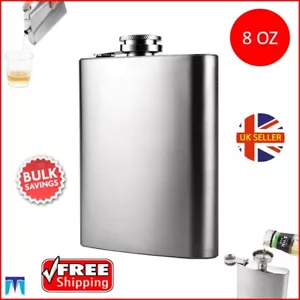 Hip Flask 8oZ Stainless Steel Whisky Alcohol Drink Pocket Gift Vodka Wine Bottle - Picture 1 of 5