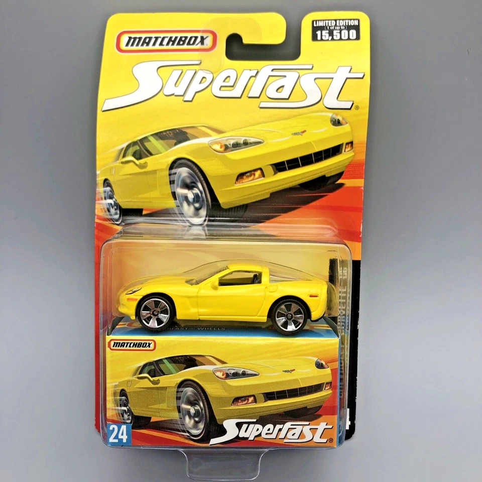 Matchbox Superfast Chevrolet Corvette C6 Yellow Diecast Car #24 Limited Edition - Image 1 of 4