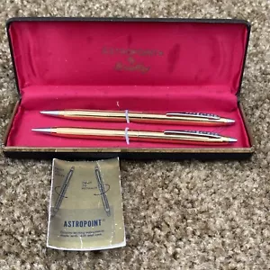 VINTAGE GOLD ELECTROPLATED ASTROPOINT BY BRADLEY PEN & PENCIL SET BOX HONEYWELL - Picture 1 of 7