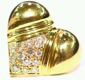 .25CT 14K Gold Natural Cut White Diamond Heart Vintage Engagement Necklace Deco - Picture 1 of 4
