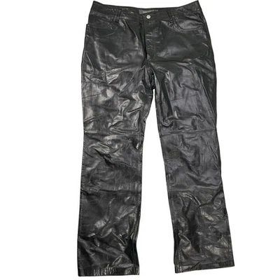Pantalones de Cuero GAP Mujer 16 34W 30.5L Negro Motociclista Rock Moto Gótico Bota Corte Forrado Foto 1 de 4