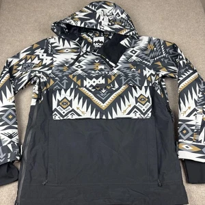Montec Jacket Mens Large Black Aztec Print Dune Anorak Hooded Ski Snowboard Dope - Picture 1 of 18