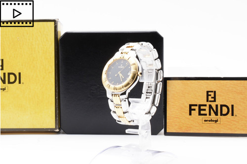 [QUASI NUOVO con scatola] Orologio Uomo FENDI Orologi 900G Oro Nero Quarzo 35mm GIAPPONE