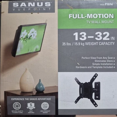 Sanus Vuepoint Full-Motion ТВ настенное крепление 13-32 (F107d) с оборудованием-ТВ новый  - Изображение 1 из 3