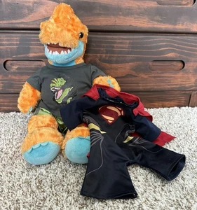 Build A Bear T-Rex Orange Blue Dinosaur Plush Brachiosaurus W/ Extra Outfit - Picture 1 of 16