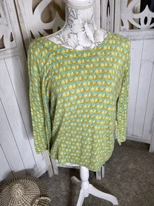Talbots Sweater Womens Size Green Yellow Pears Whimsy Stretch Career Sz Large - Picture 1 of 6