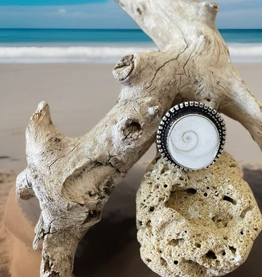 Size 9 Shiva Shell Ring  -Sterling Silver plated 925 -Brand New - Image 1 of 4