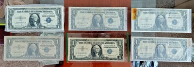 LOT of 6-$1.00 Silver Certificate Bills 1935 & 1957-Circulated-NR! - Image 1 of 4