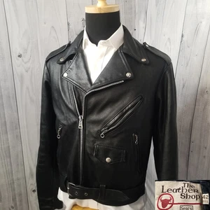 Vintage 80s Sears Leather Shop Motorcycle Biker Jacket L 42R USA Made - Bild 1 von 22