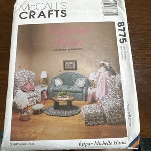 McCall's 8775 Living Room Furniture Pattern for 18" Dolls Sofa, Chair Uncut - Picture 1 of 2
