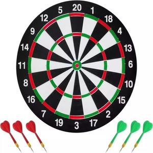 FULL SIZE 17" DARTBOARD SET 6 DARTS FUN FAMILY DART BOARD GAME KIDS TOYS GIFT - Picture 1 of 7