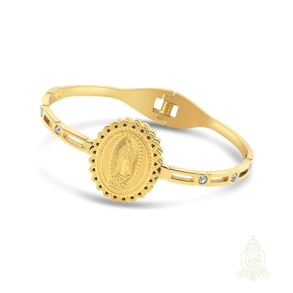 Brazalete Abierto Ciudad Católica Acero Inoxidable - Nuestra Señora de Guadalupe Imagen Foto 1 de 1