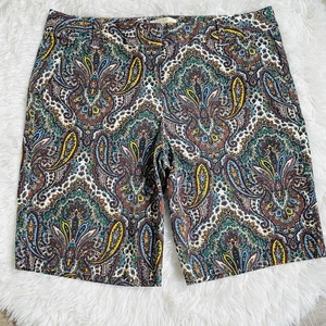 J. Crew Bermuda Paisley Floral Boho Shorts Size 4 - Picture 1 of 11