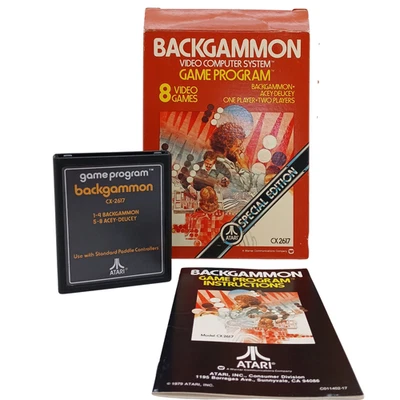 Atari 2600 Backgammon Game CIB w/ Box & Manual – Special Edition CX2617 - Image 1 of 4